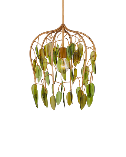 Currey & Co Midsummer Pendant in Brass/Green 9000-1227