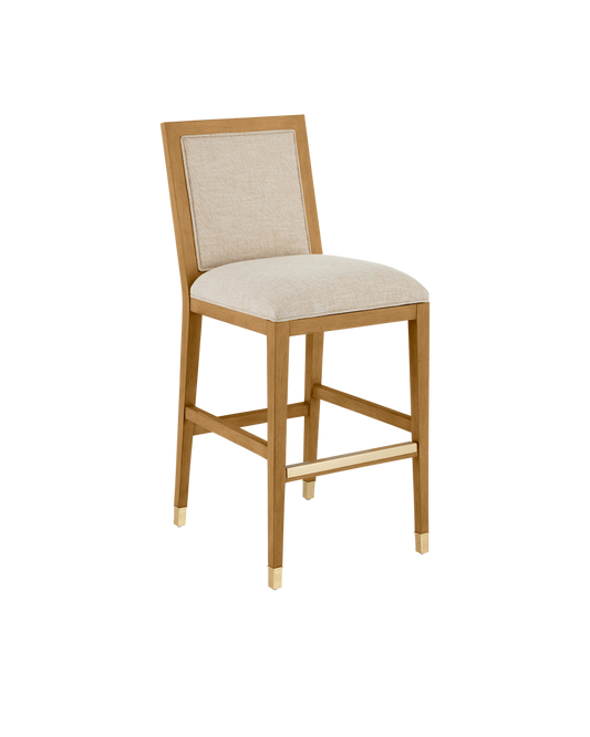 Currey & Co Santos Sea Sand Bar Stool, Liller Malt in Sea Sand/UV Liller Malt/Satin Brass 7000-0912