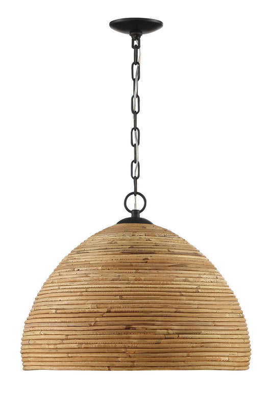 Lumanity Lighting Marigot Rattan Single-Light Dome Pendant in Oil Rubbed Bronze  L090-0009