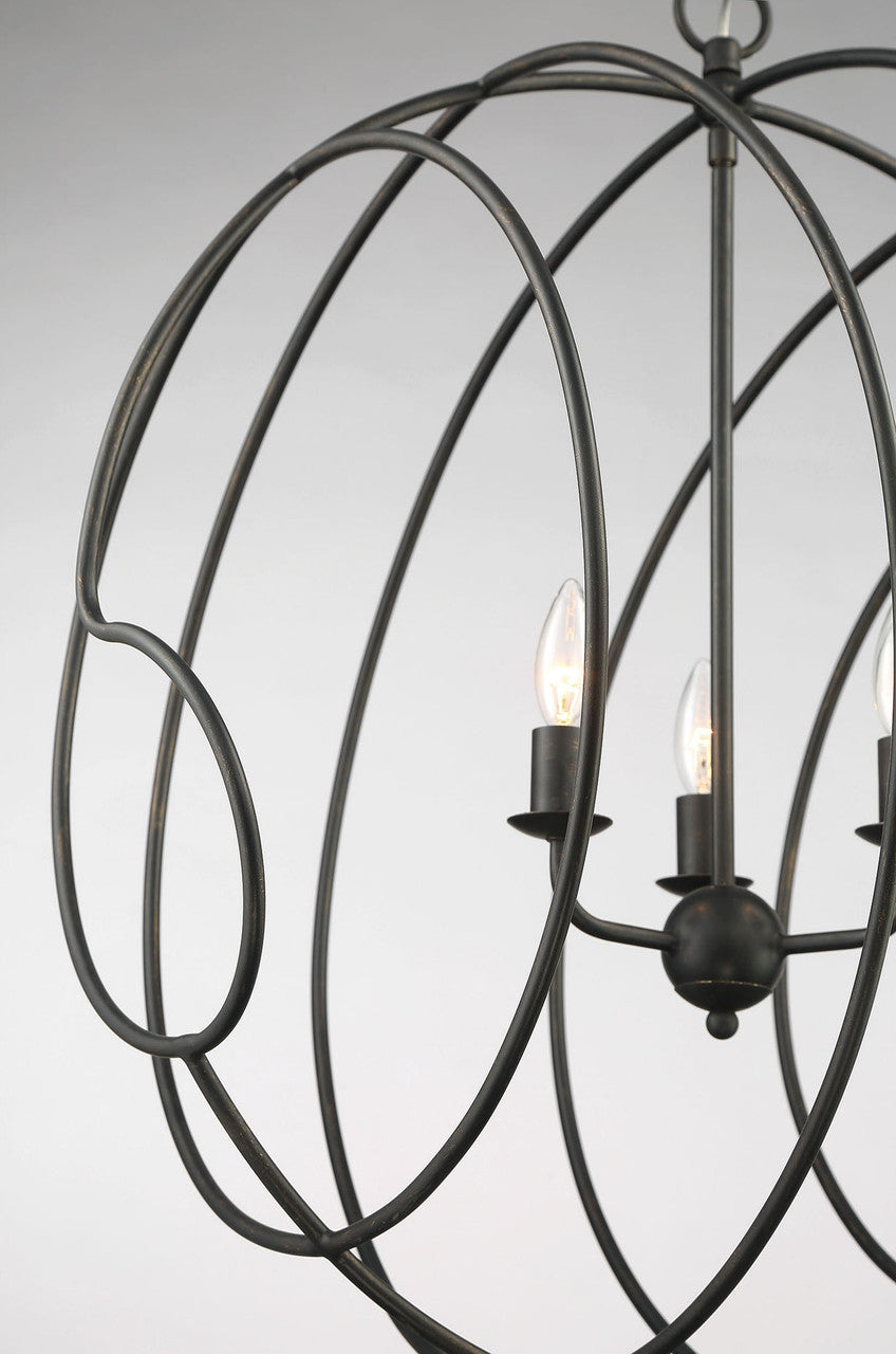 Lumanity Lighting Conduit Large 3-Light Industrial Orb Chandelier in Blacksmith  9000-2005