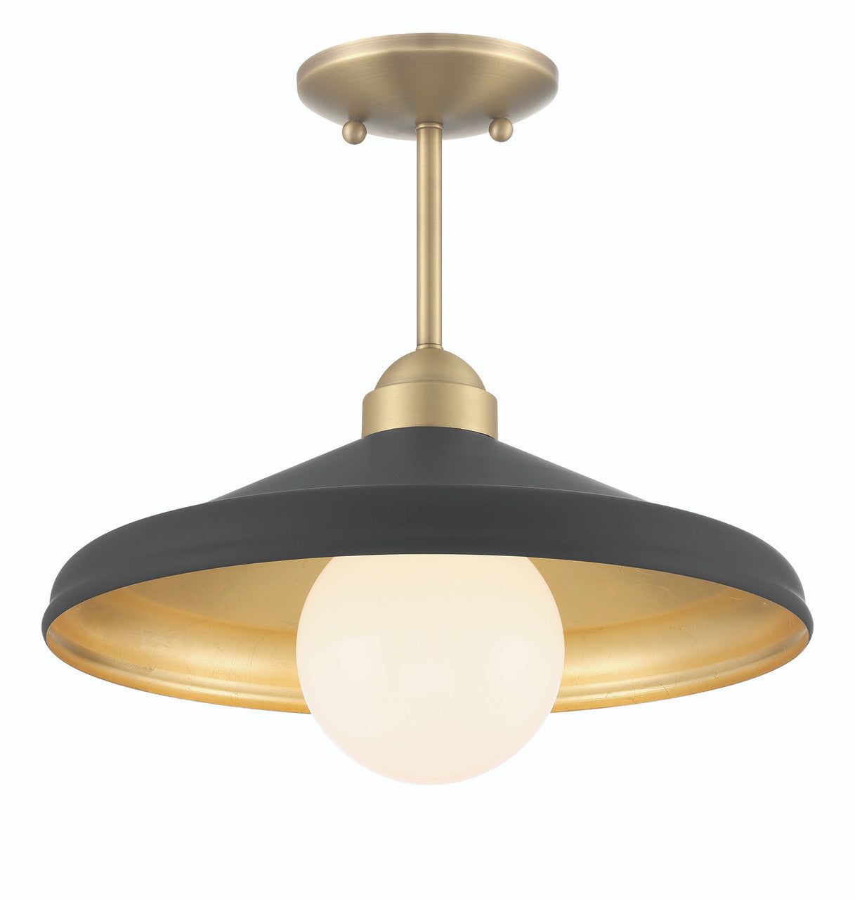 Lumanity Lighting Brooks Matte Black 14" Semi-Flush Mount Ceiling Barn Light in Painted Matte Black, Gold Leaf, Satin Brass    L090-0048