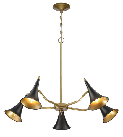 Lumanity Lighting Clarion 5-Light Statement Modern Chandelier in Brass   9000-2009