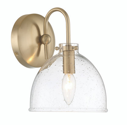 Lumanity Lighting Quinn Seeded Glass 7" Dome Antique Brass Wall Sconce Light in Plated Antiqued Brass  L050-0001