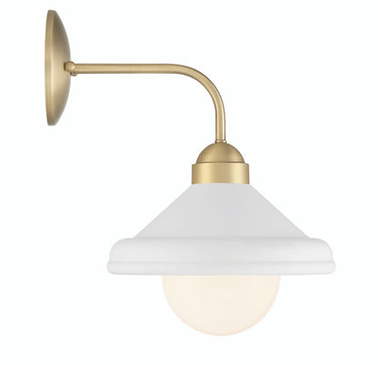 Lumanity Lighting Brooks Matte White 10" Wall Sconce Barn Light with Bulb in Painted Matte White, Gold Leaf, Satin Brass  L050-0007