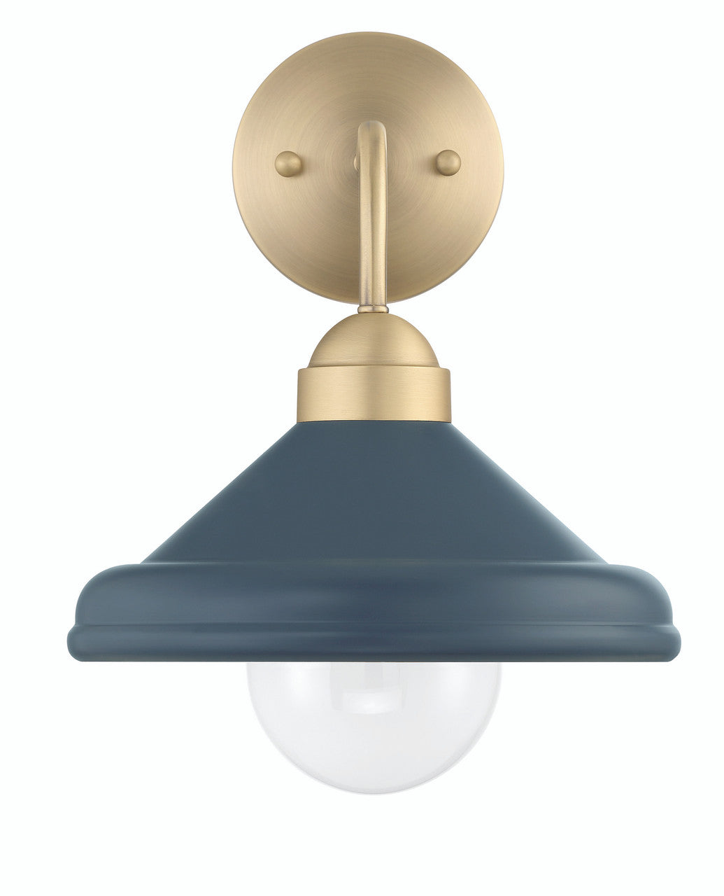 Lumanity Lighting Brooks Matte Navy 10" Wall Sconce Barn Light with Bulb in Painted Matte Navy, Gold Leaf, Satin Brass    L050-0009