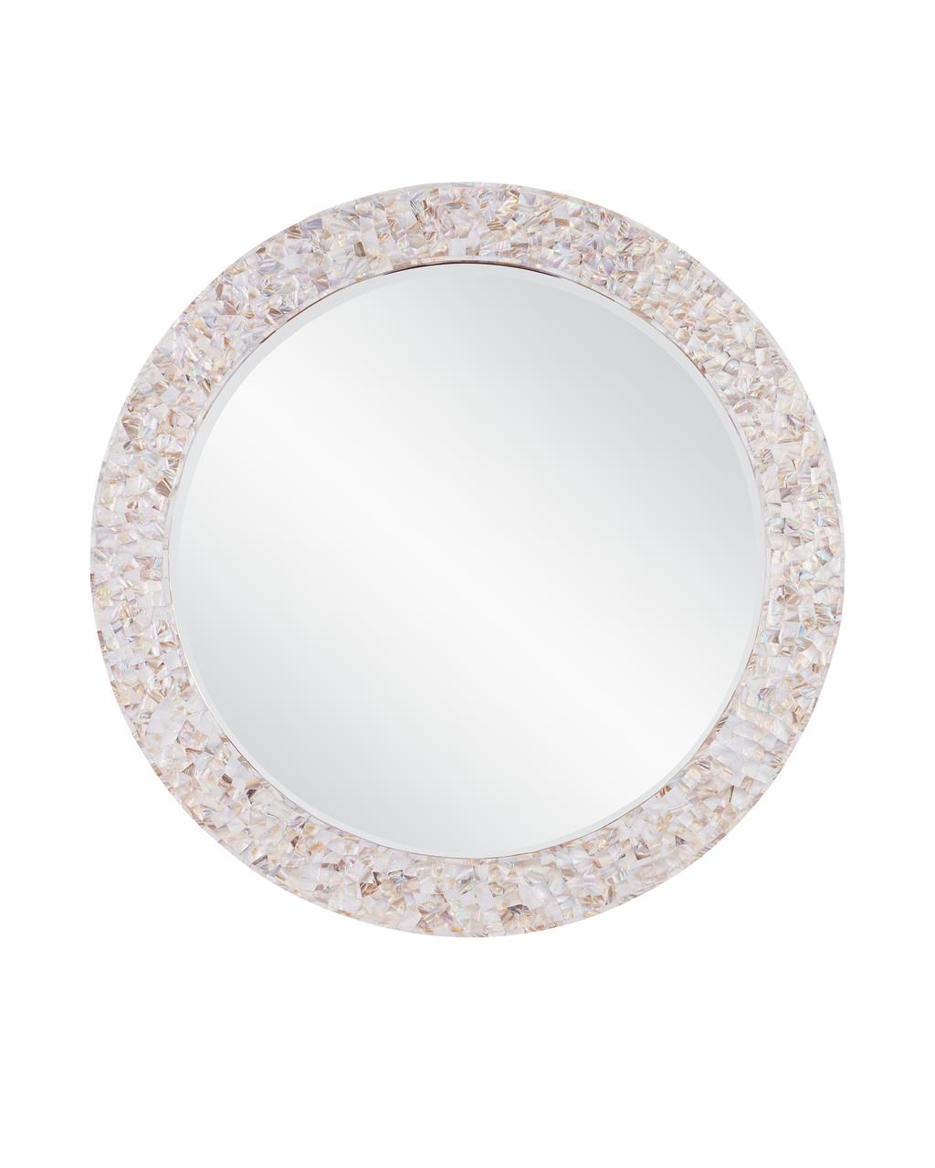 Currey & Co Uma Mother of Pearl Round Mirror in Natural/White/Mirror 1000-0154