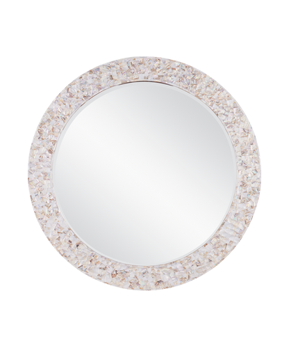 Currey & Co Uma Mother of Pearl Round Mirror in Natural/White/Mirror 1000-0154