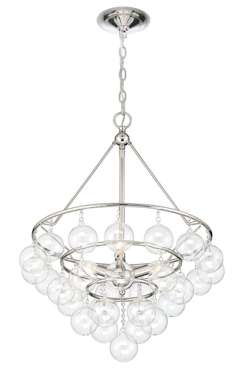 Lumanity Lighting Isla 3-Light Nickel and Glass Contemporary Chandelier in Polished Nickel  9000-2007