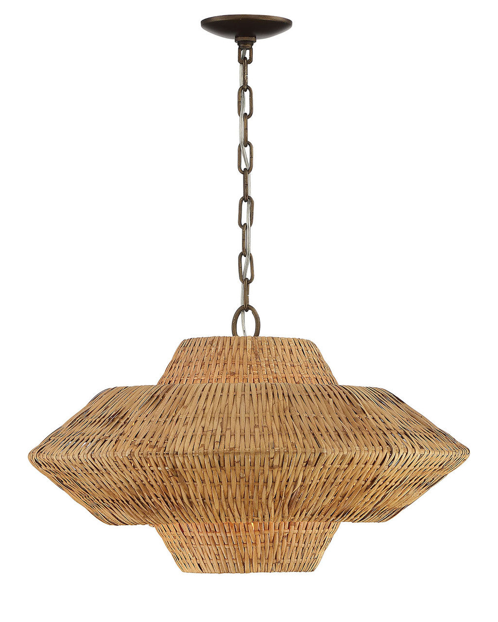 Lumanity Lighting Luca Single-Light Rattan 3-Tier Chandelier in Hand Painted Bronze  L090-0006