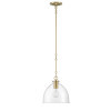 Lumanity Lighting Quinn Seeded Glass 10" Dome Antique Brass Pendant Light in Plated Antiqued Brass  L090-0034