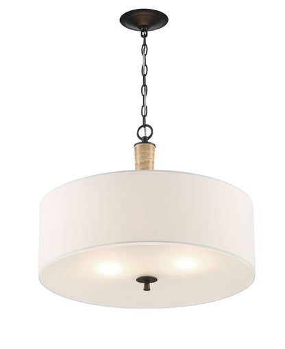 Lumanity Lighting Sullivan Contemporary Travertine 2-Light Drum Chandelier in Oil Rubbed Bronze  9000-2003