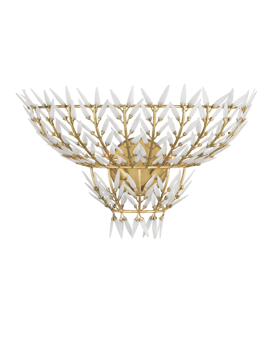 Currey & Co Magnum Opus Wall Sconce in Brass/White 5000-0260