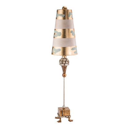 Lucas McKearn Pompadour Luxe Tall Buffet Lamp in Gold with Striped Shade