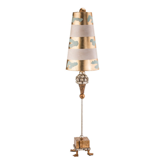 Lucas McKearn Pompadour Luxe Tall Buffet Lamp in Gold with Striped Shade