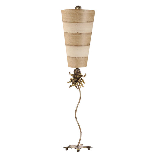 Lucas McKearn Anemone Lucas Mckearn Tall Buffet Table Lamp With Striped Shade Gold and Silver