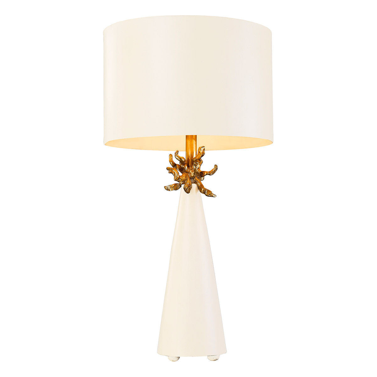 Lucas McKearn Neo White Buffet Table Lamp with Distressed Gold accents By Lucas McKearn