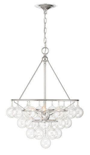 Lumanity Lighting Isla 3-Light Nickel and Glass Contemporary Chandelier in Polished Nickel  9000-2007