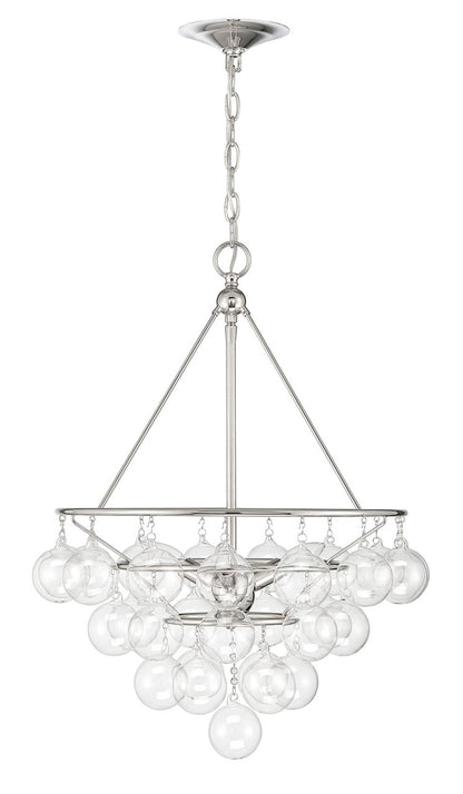 Lumanity Lighting Isla 3-Light Nickel and Glass Contemporary Chandelier in Polished Nickel  9000-2007