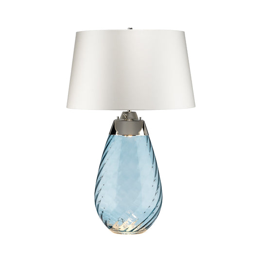 Lucas McKearn Large Lena Table Lamp in Blue with Off White Satin Shade