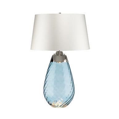 Lucas McKearn Large Lena Table Lamp in Blue with Off White Satin Shade