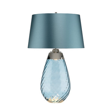 Lucas McKearn Large Lena Table Lamp in Blue with Blue Satin Shade