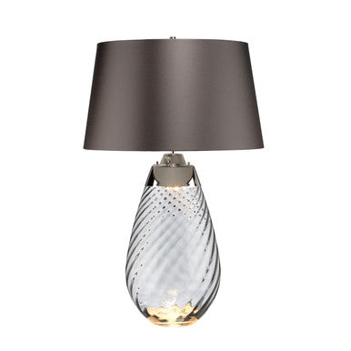 Lucas McKearn Large Lena Table Lamp in Smoke with Brown Satin Shade