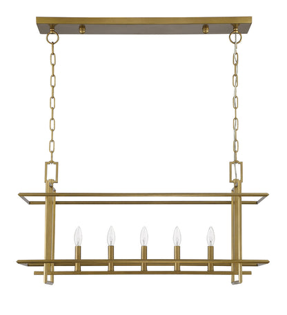 Lumanity Lighting Ormand 5-Light Brass Linear Kitchen Island Pendant in Brass  9000-2008