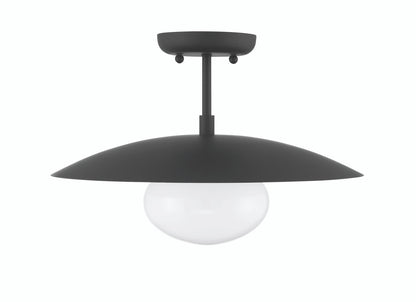 Lumanity Lighting Declan Modern Disc Matte Black 16" Semi-Flush Mount Ceiling Light in Painted Matte Black, Off-White Enamel    L090-0043