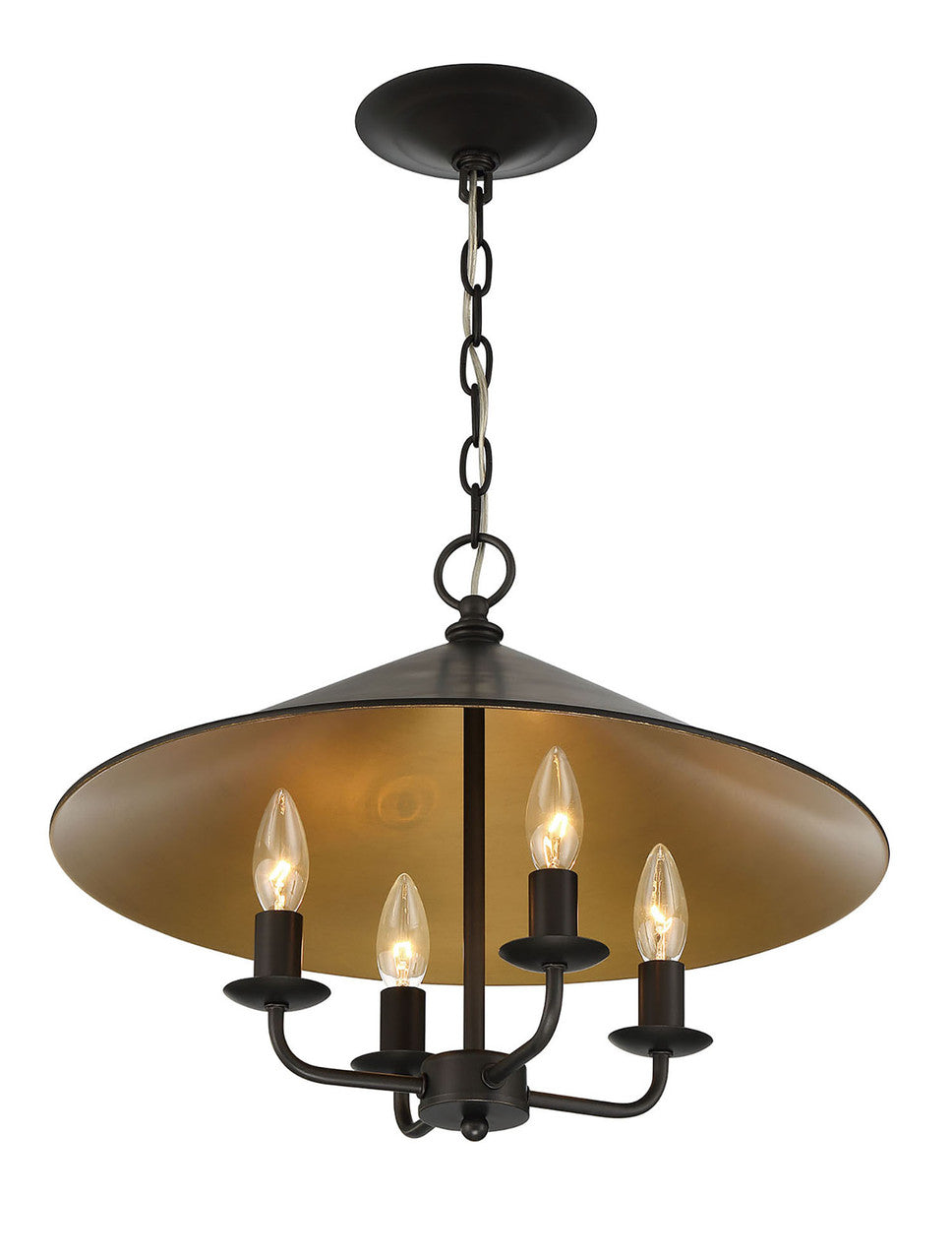 Lumanity Lighting Brantley 4-Light Bronze and Gold Round Chandelier in Oil Rubbed Bronze  L090-0001