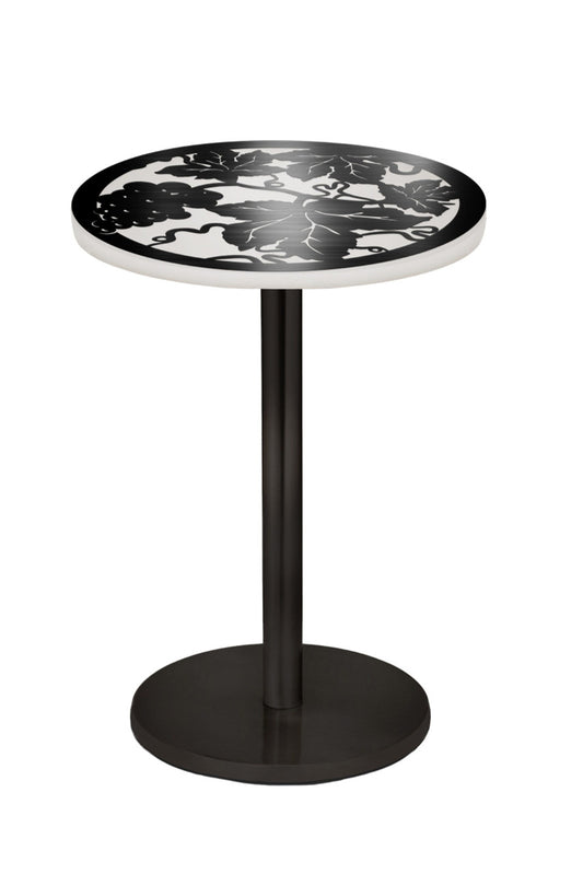 Stiffel Vine Table in Matte Black Powder Coated with 18" Diameter Opal Acrylic with Steel Laser Cut Face Top TBL-A1005-MBK-VINE