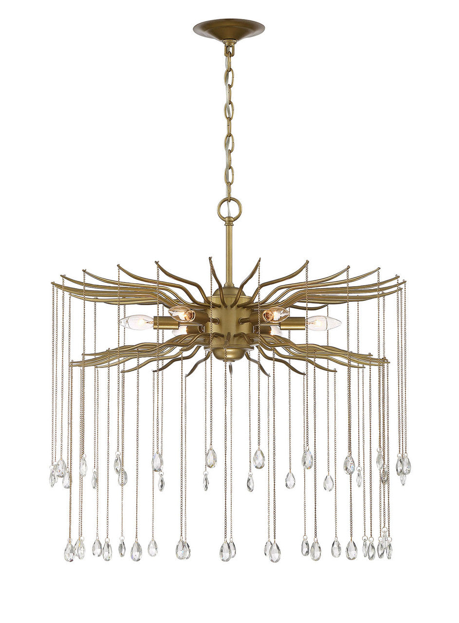 Lumanity Lighting Lark 6-Light Round Statement Brass and Crystal Chandelier in Brass  L090-0019