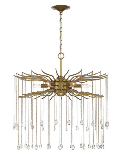 Lumanity Lighting Lark 6-Light Round Statement Brass and Crystal Chandelier in Brass  L090-0019