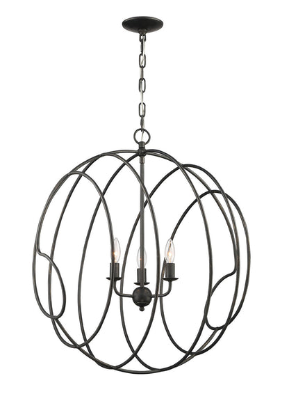 Lumanity Lighting Conduit Large 3-Light Industrial Orb Chandelier in Blacksmith  9000-2005