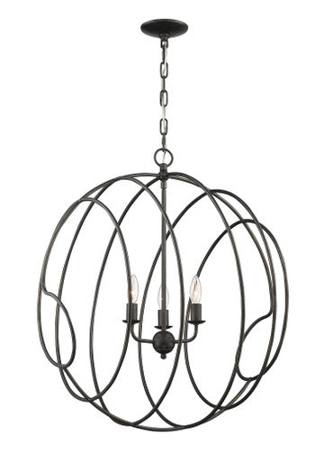 Lumanity Lighting Conduit Large 3-Light Industrial Orb Chandelier in Blacksmith  9000-2005