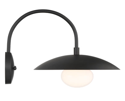 Lumanity Lighting Declan Modern Disc Matte Black 12" Wall Sconce Light in Painted Matte Black, Off White Enamel    L050-0006