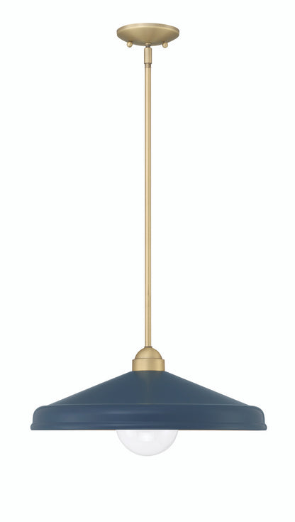 Lumanity Lighting Brooks Matte Navy 18" Adjustable Barn Light Pendant in Painted Matte Navy, Gold Leaf, Satin Brass    L090-0046