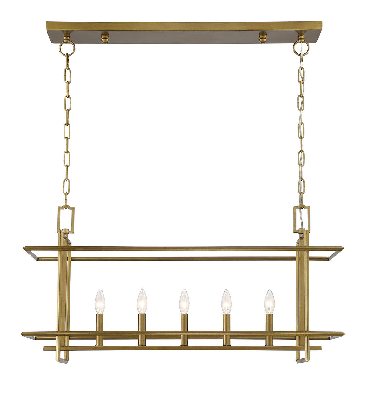 Lumanity Lighting Ormand 5-Light Brass Linear Kitchen Island Pendant in Brass  9000-2008