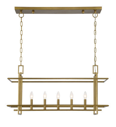 Lumanity Lighting Ormand 5-Light Brass Linear Kitchen Island Pendant in Brass  9000-2008