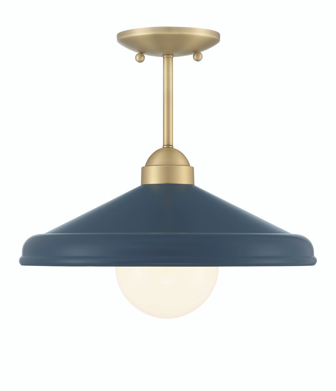 Lumanity Lighting Brooks Matte Navy 14" Semi-Flush Mount Ceiling Barn Light in Painted Matte Navy, Gold Leaf, Satin Brass    L090-0049