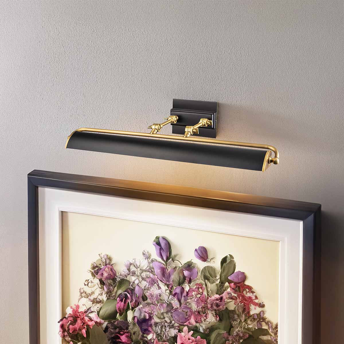 Lucas McKearn Winchfield Large Picture Light in Aged Brass and Matte Black in Aged Brass WINCHFIELD-PLL-AB-BM