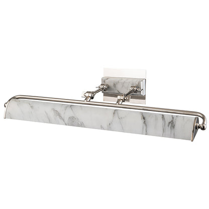 Lucas McKearn Winchfield Large Picture Light in Polished Nickel and White Marble in Marble WINCHFIELD-PLL-PN-WM