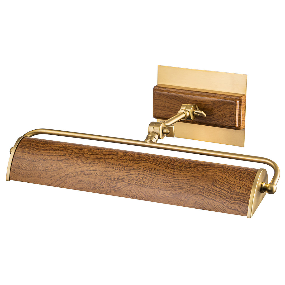 Lucas McKearn Winchfield Medium Picture Light in Aged Brass with Oak Accents in Aged Brass WINCHFIELD-PLM-AB-OAK