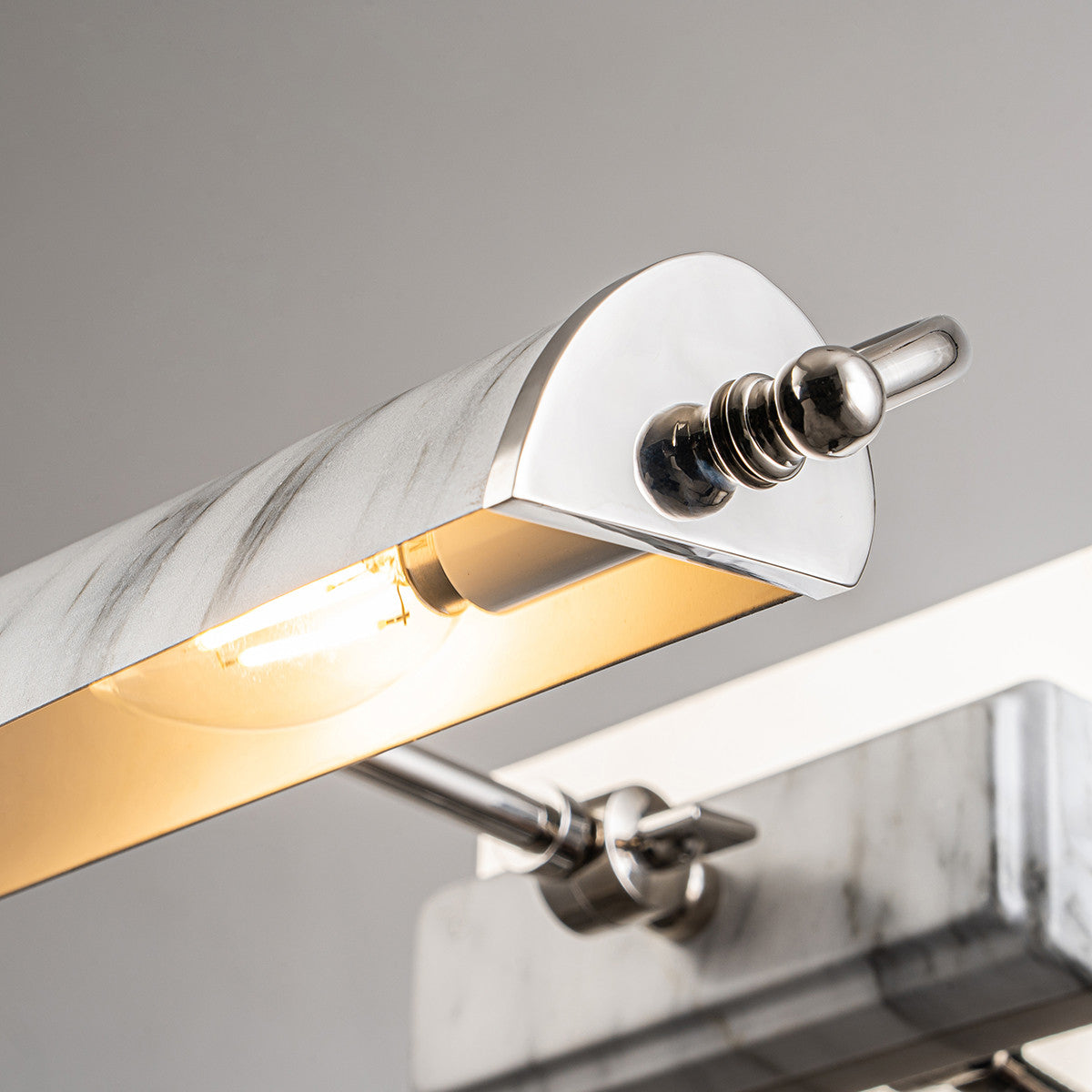 Lucas McKearn Winchfield Medium Picture Light in Polished Nickel and White Marble in Marble WINCHFIELD-PLM-PN-WM