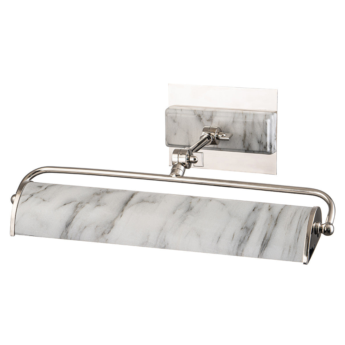 Lucas McKearn Winchfield Medium Picture Light in Polished Nickel and White Marble in Marble WINCHFIELD-PLM-PN-WM