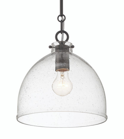 Lumanity Lighting Quinn Seeded Glass 10" Dome Dark Bronze Pendant Light in Dark Bronze  L090-0035