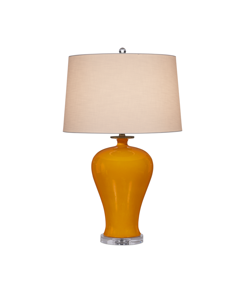 Currey & Co Imperial Yellow Table Lamp in Imperial Yellow/Clear/Natural Brass 6000-0933