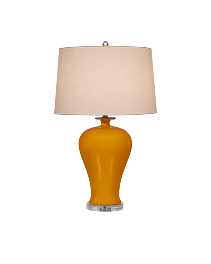 Currey & Co Imperial Yellow Table Lamp in Imperial Yellow/Clear/Natural Brass 6000-0933