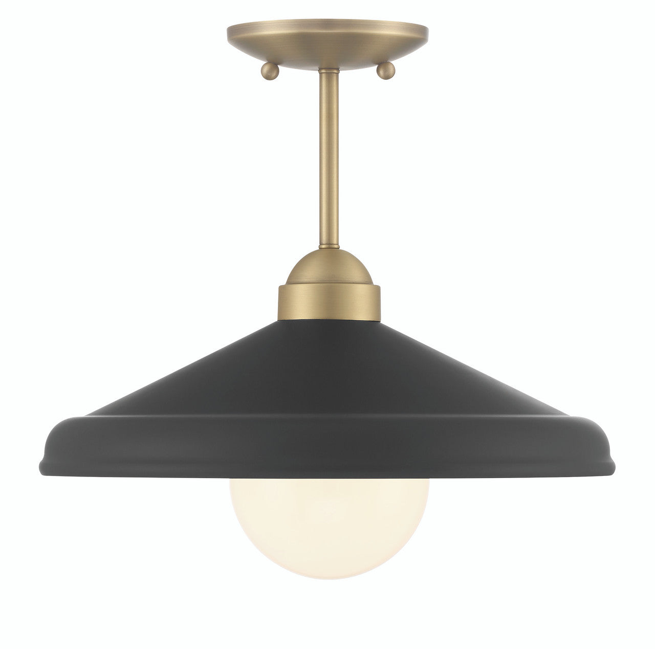 Lumanity Lighting Brooks Matte Black 14" Semi-Flush Mount Ceiling Barn Light in Painted Matte Black, Gold Leaf, Satin Brass    L090-0048