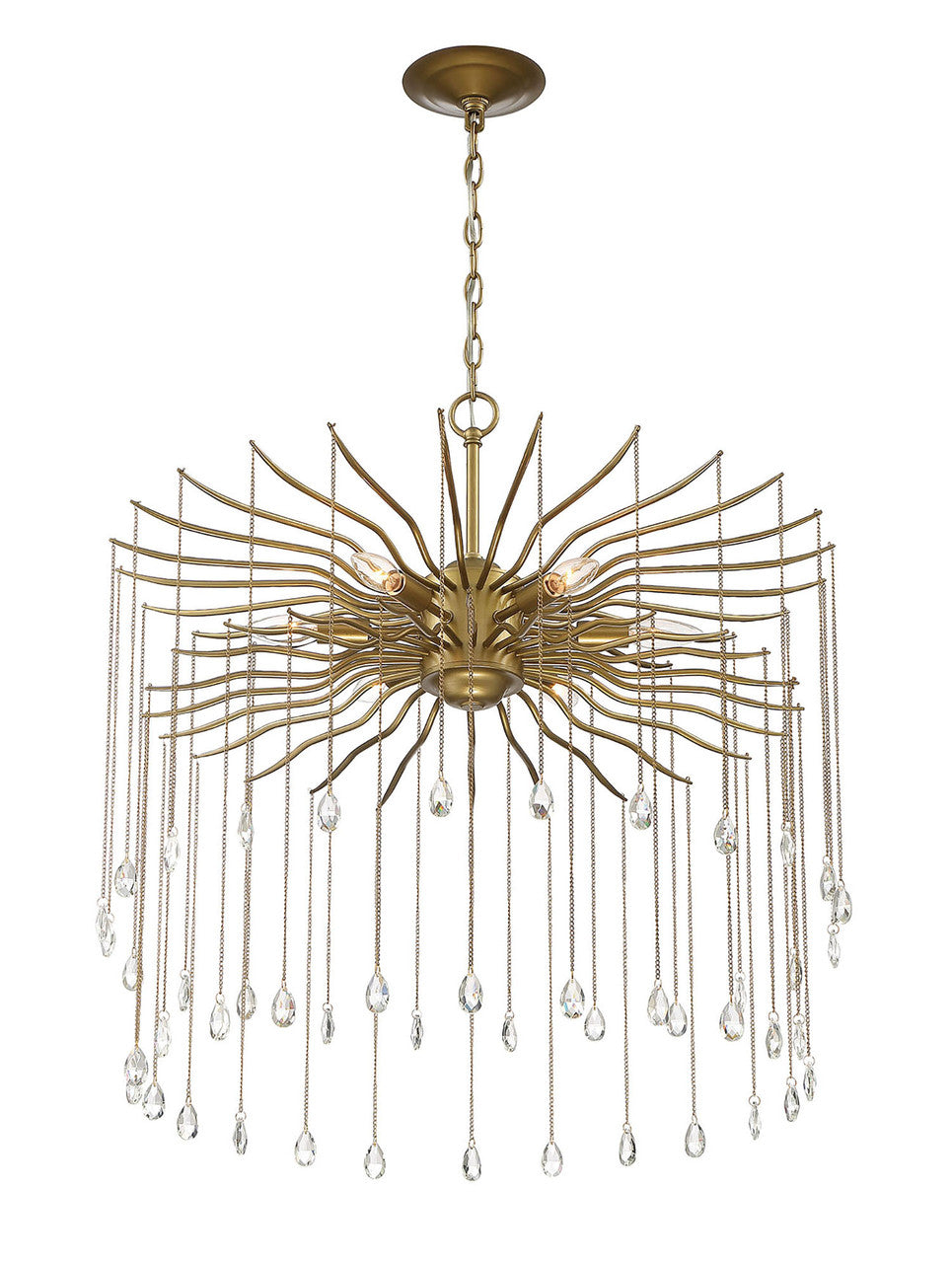 Lumanity Lighting Lark 6-Light Round Statement Brass and Crystal Chandelier in Brass  L090-0019