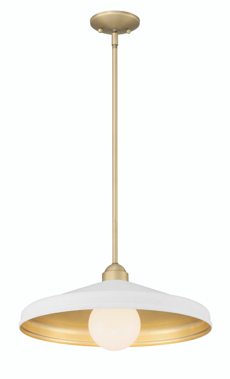 Lumanity Lighting Brooks Matte White 18" Adjustable Barn Light Pendant in Painted Matte White, Gold Leaf, Satin Brass  L090-0044